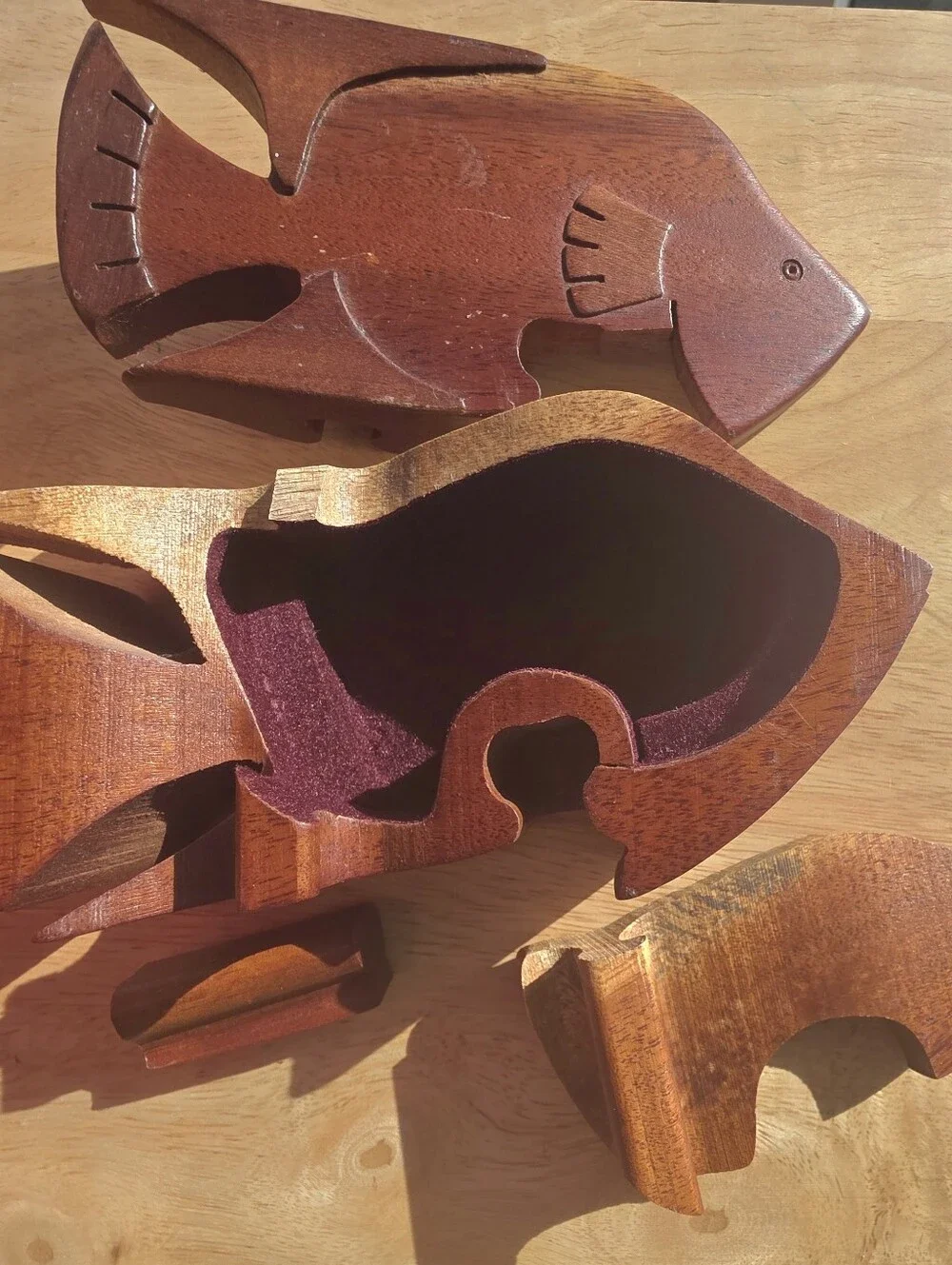 Handcrafted Wooden Fish Décor Puzzle - Brown